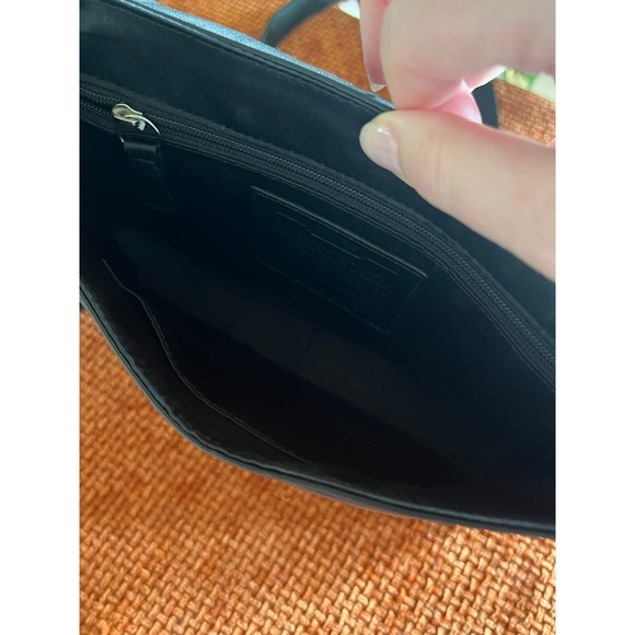 Coach Black Leather Crossbody Bag Lizard Trim Silver Hardware - Picture 11 of 13